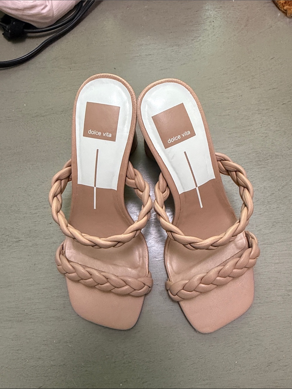 Dolce Vita Braided Double-Strap Slide Sandals in Blush Pink